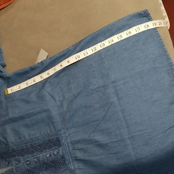 Chico's Women Blouse Chambray Size 2/L Blue - Picture 9 of 11